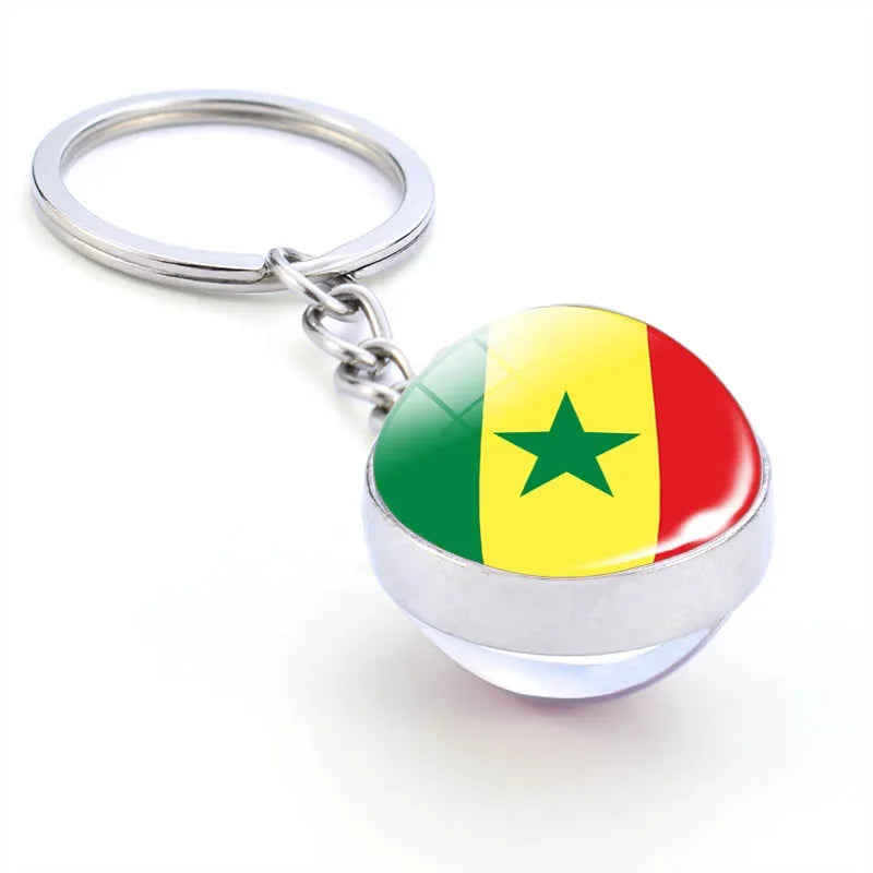 Africa National Flag Keychain  Nigeria South Africa Keyrings Crystal Ball Jewelry Fashion Double Side Glass Ball Men Women Gift