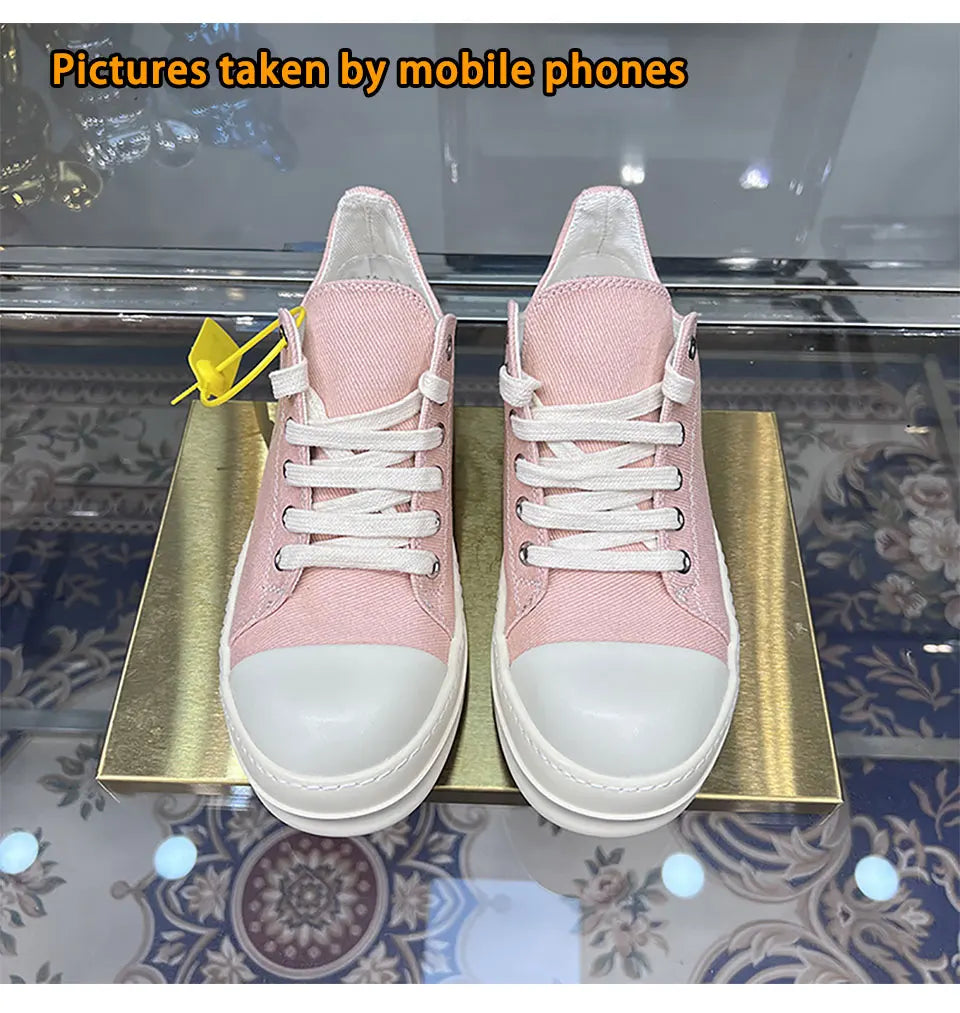 Ro Casual Shoes Women Low Top Quality Canvas Denim Summer Breathable Original Thick Sole Increases Height Men Luxury Sneakers