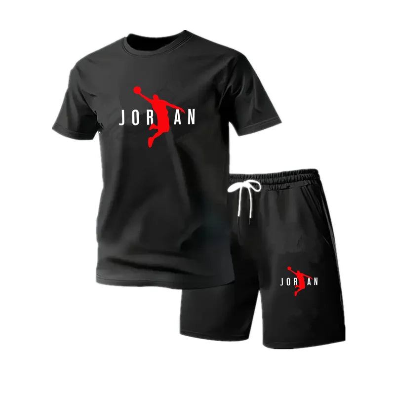 Summer Fashion Trendy Casual Sports Two Piece Set Youth Men's Short sleeved T-shirt+Shorts Set