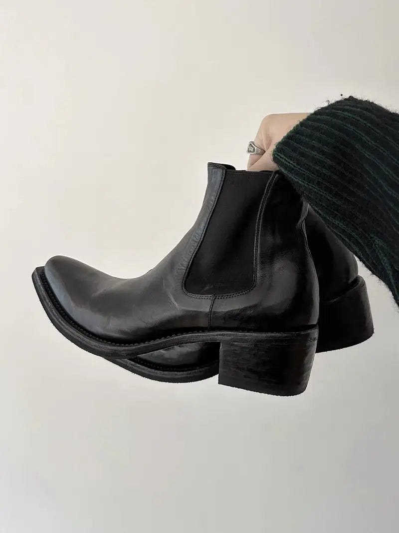 2025 High-top Men's heightened thick-soled pointed-toed Chelsea British casual trendy high-heeled wizard boots
