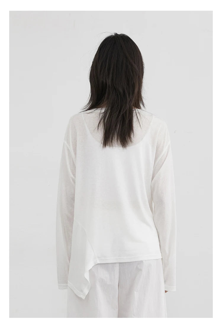 CHIC VEN Fashion Women's Pullovers Tees O Neck New Loose Solid Long Sleeve Female T-shirt Thin Female Top Spring Autumn 2025