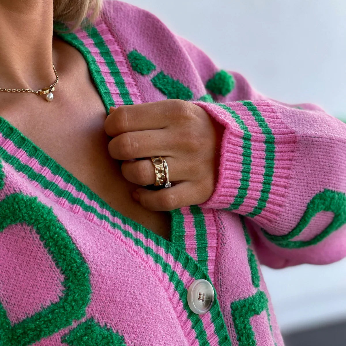 Autumn Winter Jacquard Knitted Coat Women Fashion V-neck Long Sleeve Single Breasted Knitting Cardigan Coats Female Streetwear