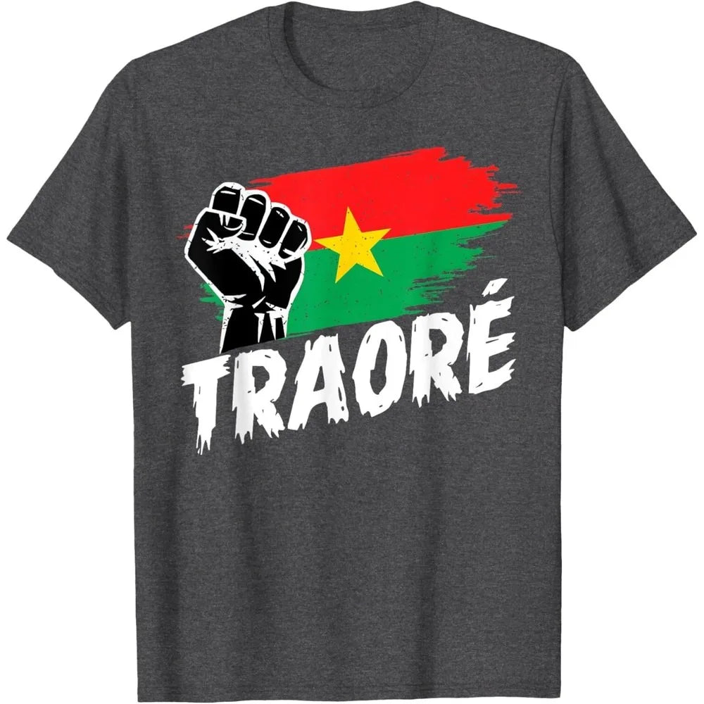 Burkina Faso- Ibrahim Traoré/ Thomas Sankara Burkina Faso Flag African T-Shirt Casual for Daily Wear and Casual Outings