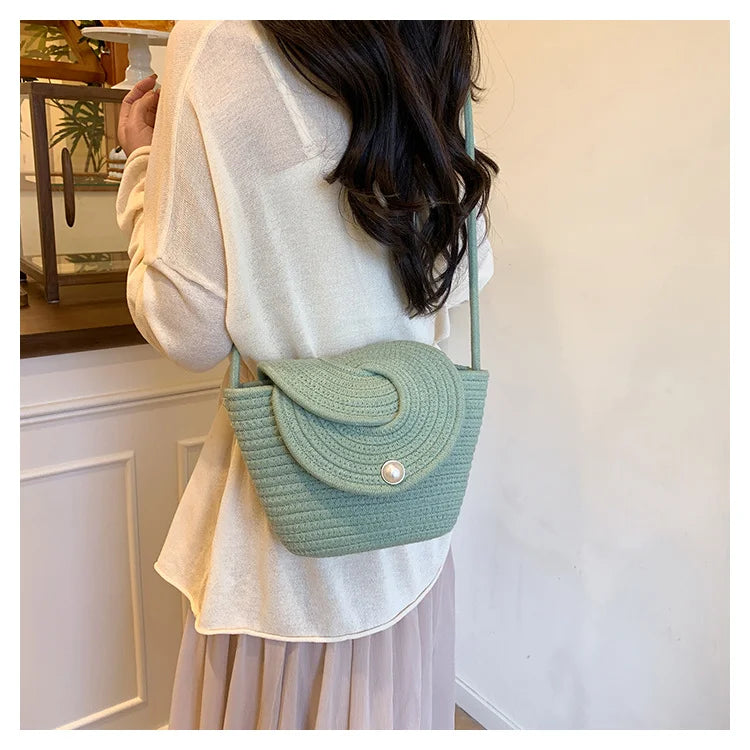 Popular Hand-woven Bags for 2025 Summer, Versatile Single-shoulder Crossbody Bags, Ins Beach Vacation Bags