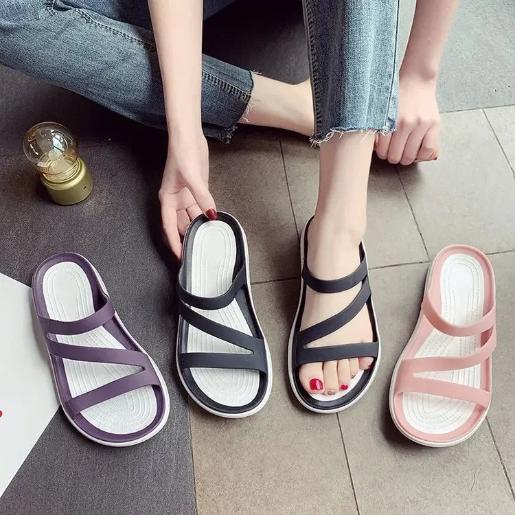 2025 Summer Slippers Womens Jelly Shoes Ladies Flat Beach Shoes Casual Sandals Comfort Non Slip Flip Flops Female Slides Zapatos