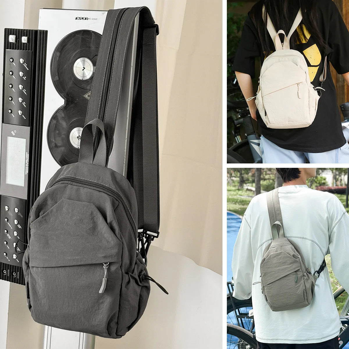 Men's Chest Bag, Fashionable Chest Messenger Bag, Niche Waist Bag, Large-Capacity Casual Commuter Shoulder Bag, Mountain Climbing