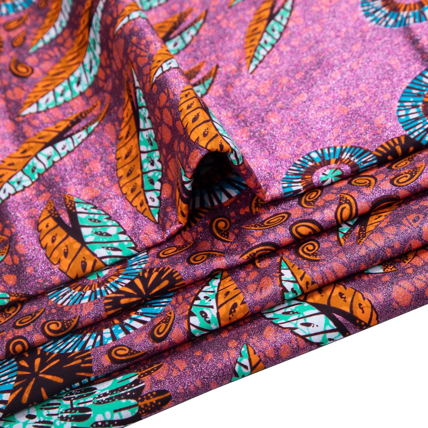 African Wax Print Fabric – 100% Cotton Ankara with Gold Foil Shimmer, 6 Yards/Roll, for Dresses, Headwraps & Fashion Garments