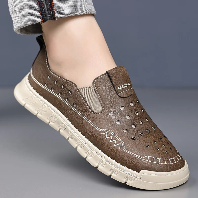 Men's Loafers High-quality Handmade Soles Breathable Lightweight Park Walking Shoes Commuting Men's Driving Leather Shoes