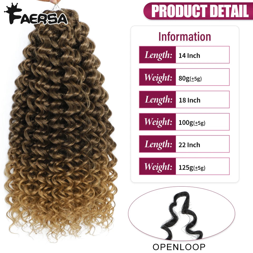 Wavy Strands Crochet Braid Hair14 18 &22inch Synthetic Ombre Wavy Curls Afro Curls Hair For Women Low Tempreture Deep Wave