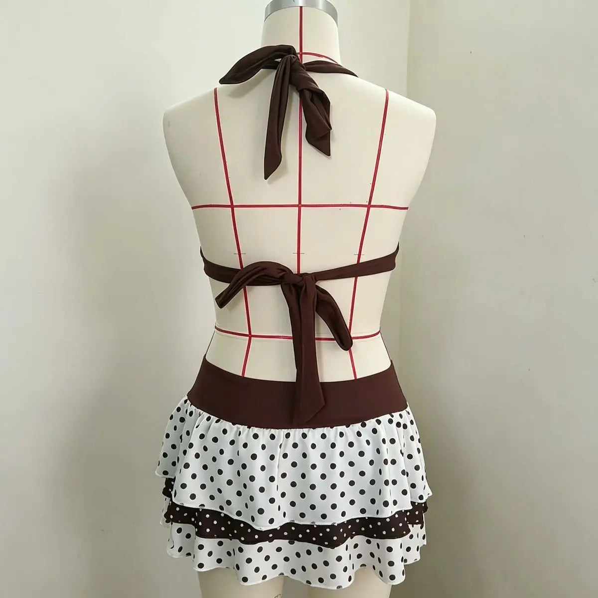 Sexy 3Piece Set Swimsuit Women's Bikini Summer Beach Y2k 2000s Polka Dot Fashion Chic Streetwear Backless Casual Top Gyaru Chic