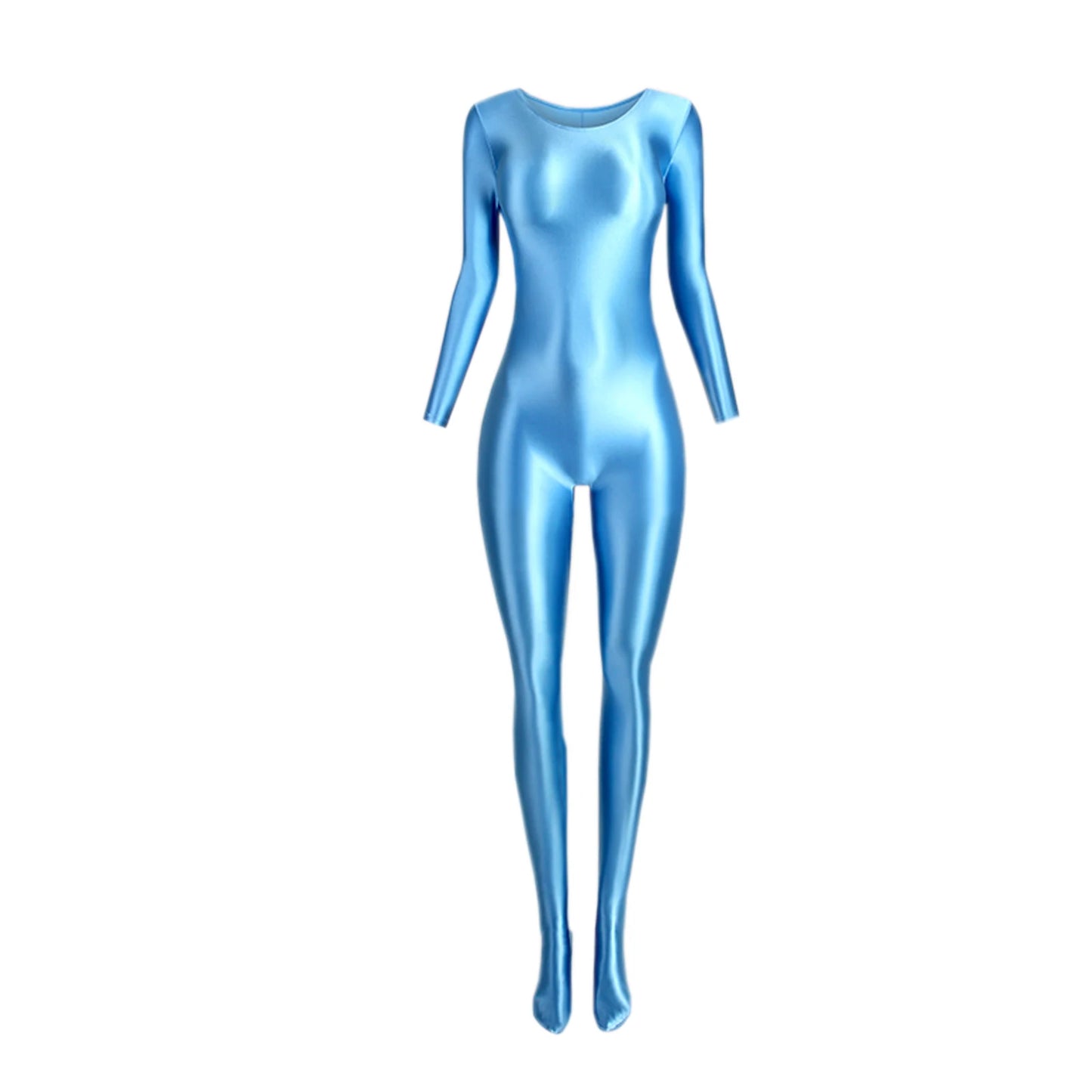 Women's Sexy Jumpsuits Long Sleeves Shapping Bodysuit Tight Elastic Oil Glossy Candy Color Unisex Leotard Exotic Club Clothing