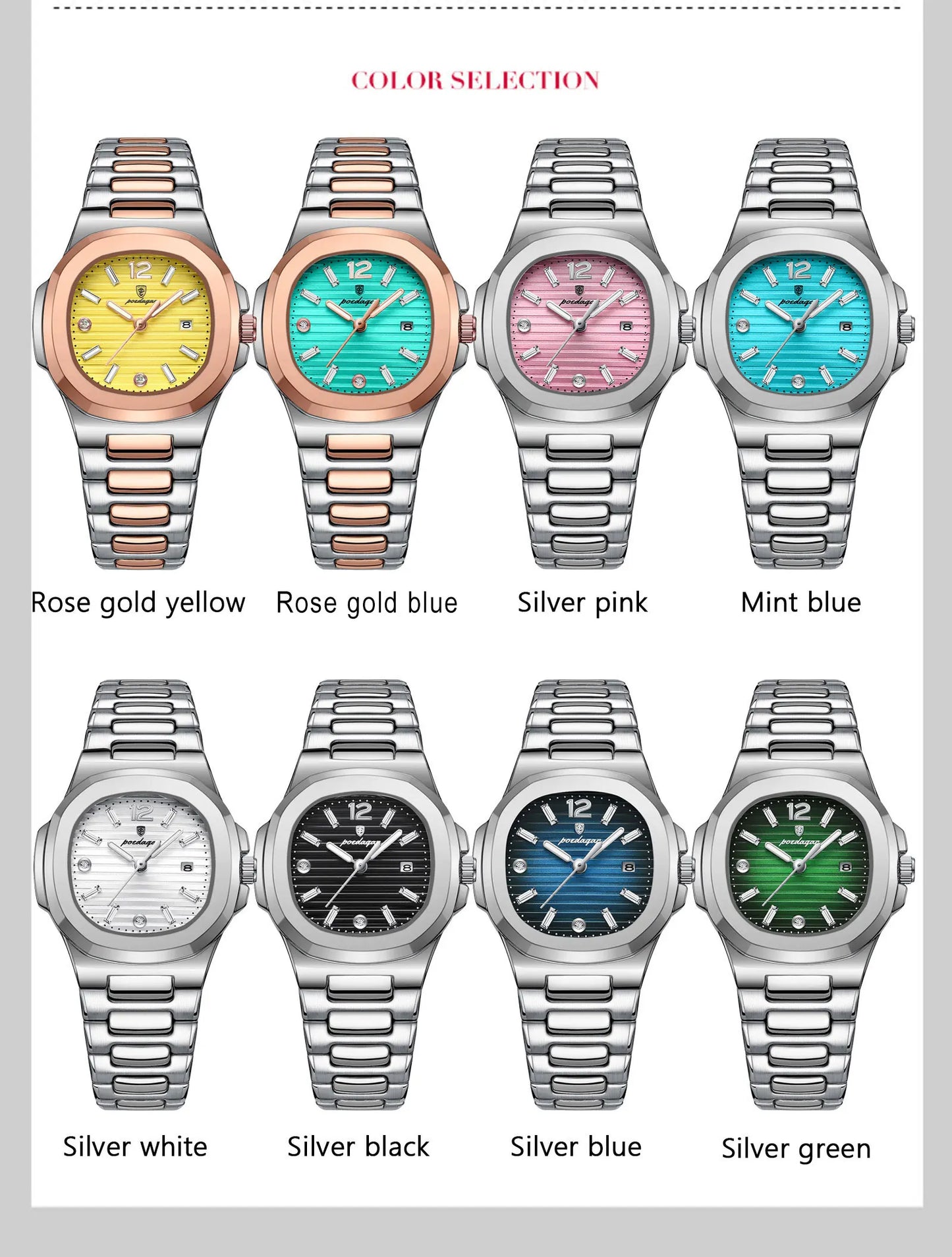 POEDAGAR Casual Fashion Ladies Wristwatch Luminous Waterproof Date Woman Watch Luxury Quartz Square Women's Watches Reloj Hombre