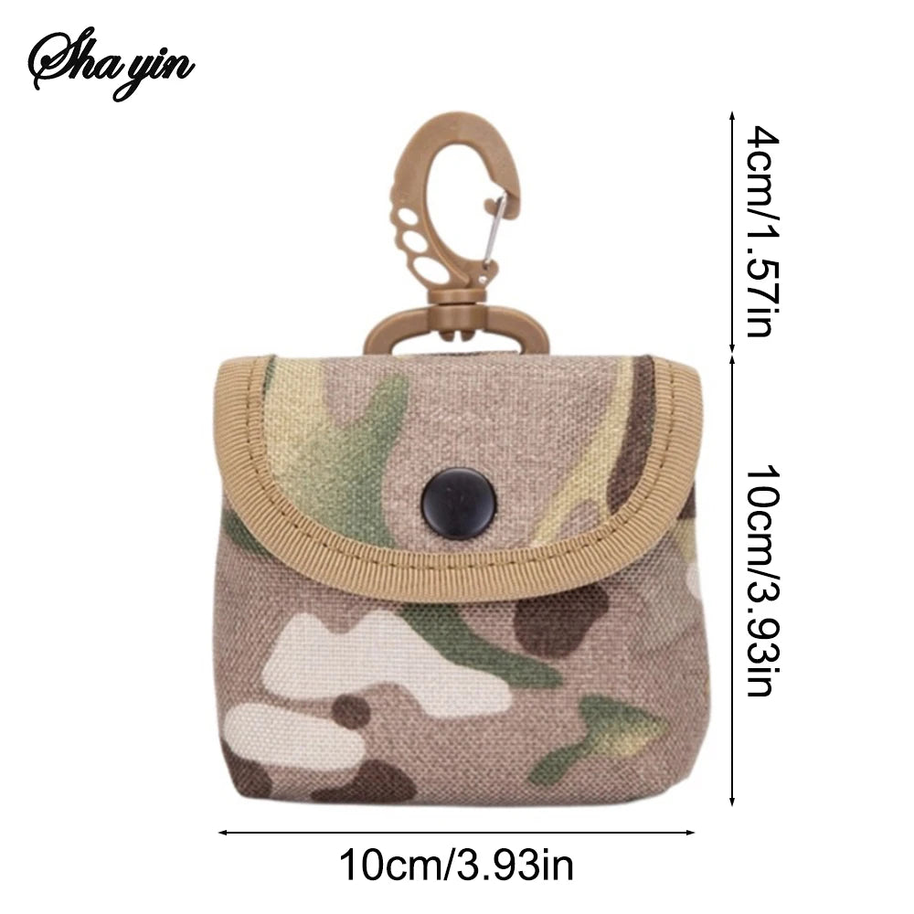Waterproof Camp Mini Oxford Fabric Keychain Bag, Outdoor Hunting Camouflage Waist Bag for Earphone Keys Coin，EDC Carry Organizer