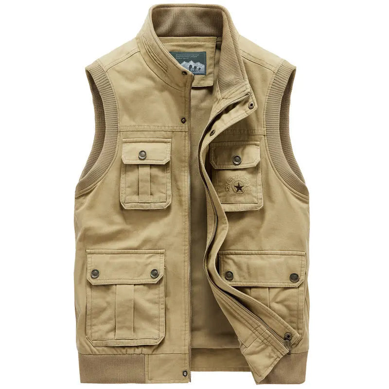 Sleeveless Tactical Autumn Mens Vests Photographer Jacket Plus Big Size Cotton Casual Multi Pocket Vest Male Waistcoat Coat