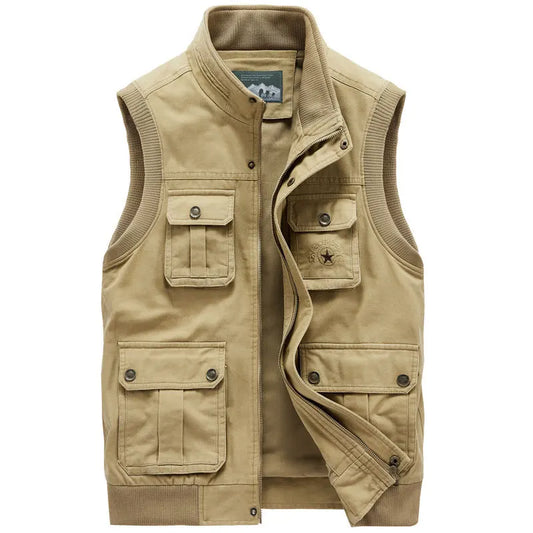 Sleeveless Tactical Autumn Mens Vests Photographer Jacket Plus Big Size Cotton Casual Multi Pocket Vest Male Waistcoat Coat