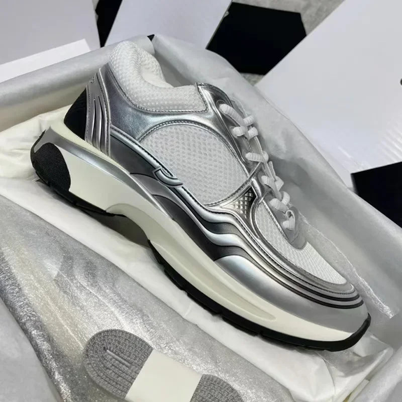 High quality unisex flat sports shoes, women's casual shoes, lace up styles, running shoes, luxurious patchwork casual shoes
