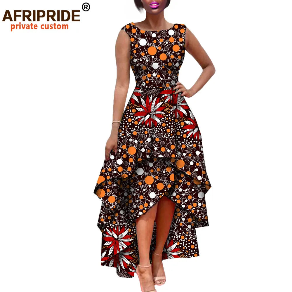 Hot African Women's AFRIPRIDE Private Sleeveless Pleated Party Dress Cotton Women's Dresses A722582