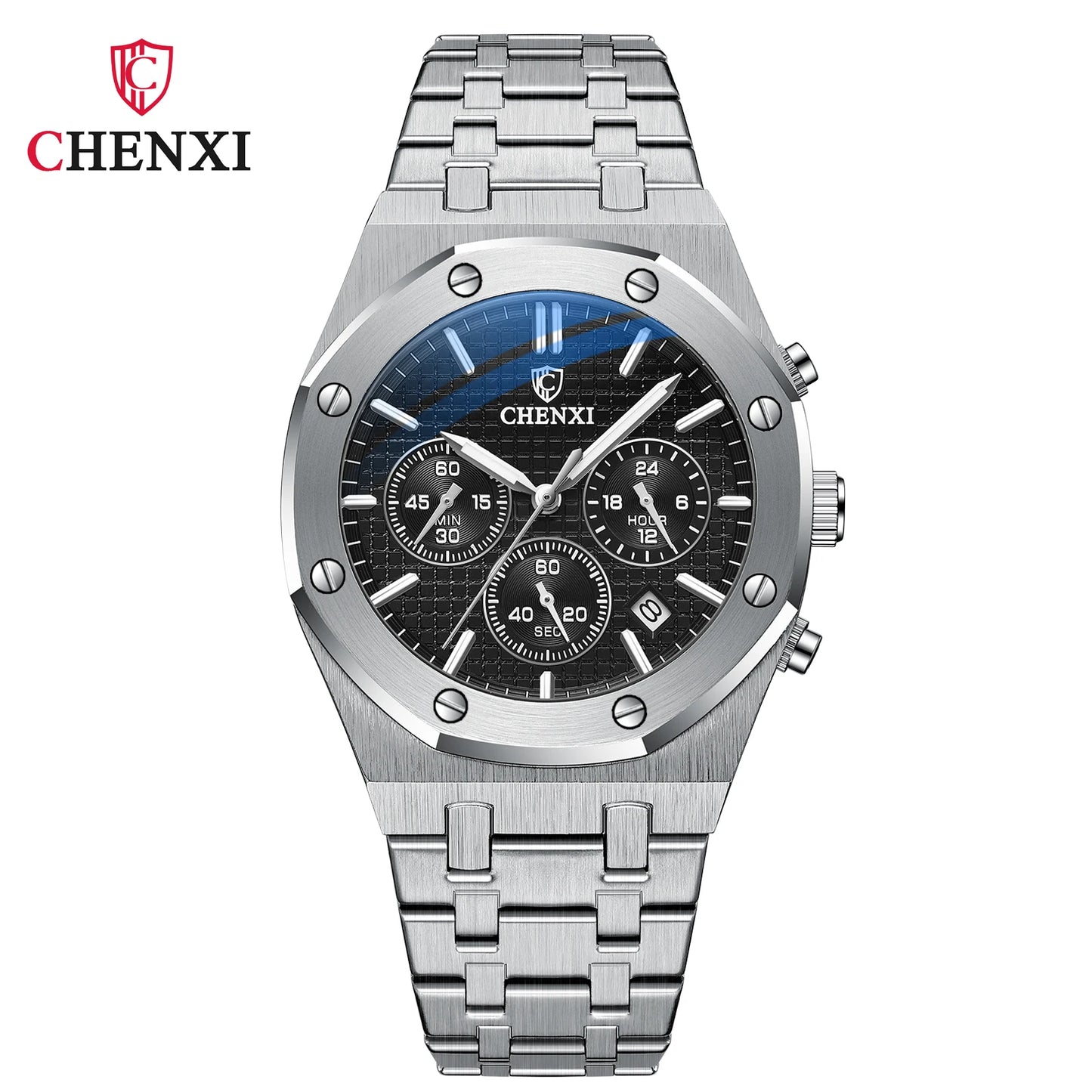 CHENXI Luxury Business Stainless Steel Men's Watches Quartz Movement Waterproof Round Dial Multifunctional Watch for Men