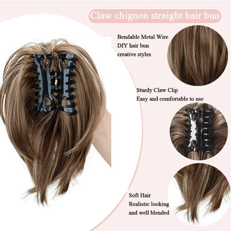 Synthetic Messy Bun Hair Piece Claw Clip in  Piece  Curly Short High Ponytail Extension Tousled Updo For Girls