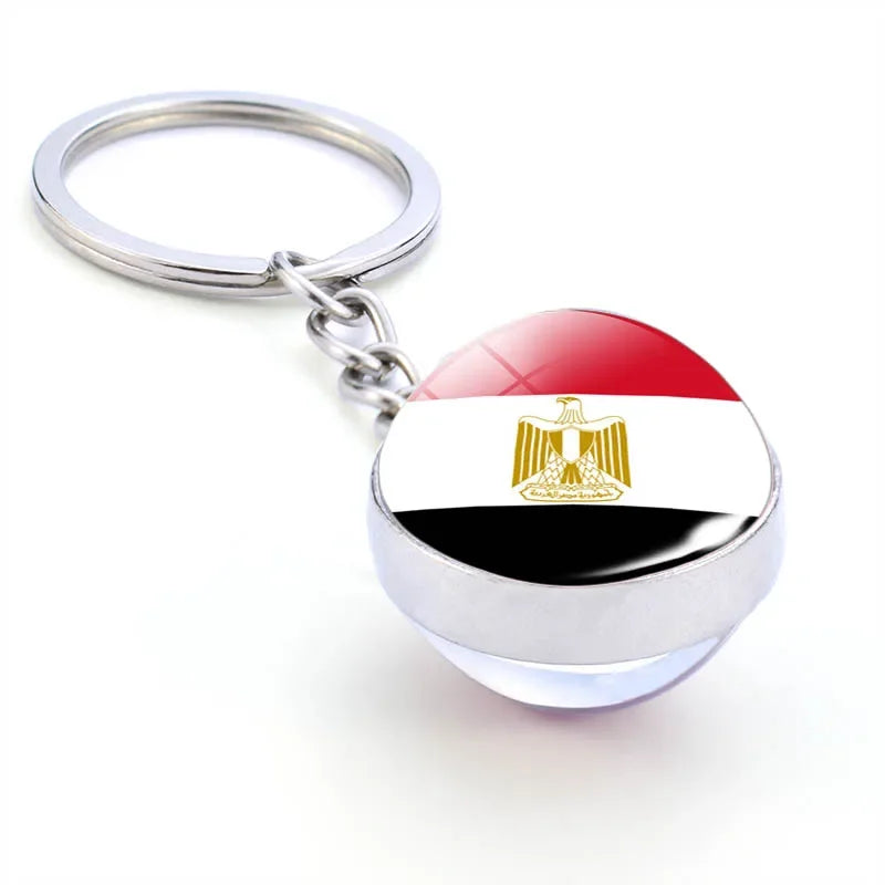 Africa National Flag Keychain  Nigeria South Africa Keyrings Crystal Ball Jewelry Fashion Double Side Glass Ball Men Women Gift