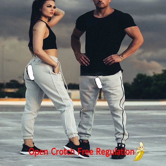 Jogger Outdoor Sex Open Crotch Erotic Trunk Trousers Ins Casual Pants Men Fitness Basketball Running Sweatpants Sport Streetwear