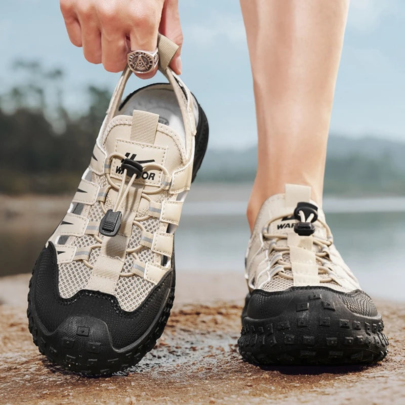 Men's Casual Sandals Summer Mesh Breathable Hollow Sneaker Men Outdoor Anti-slip Creek Shoes for Men Waterproof Roman Sandals