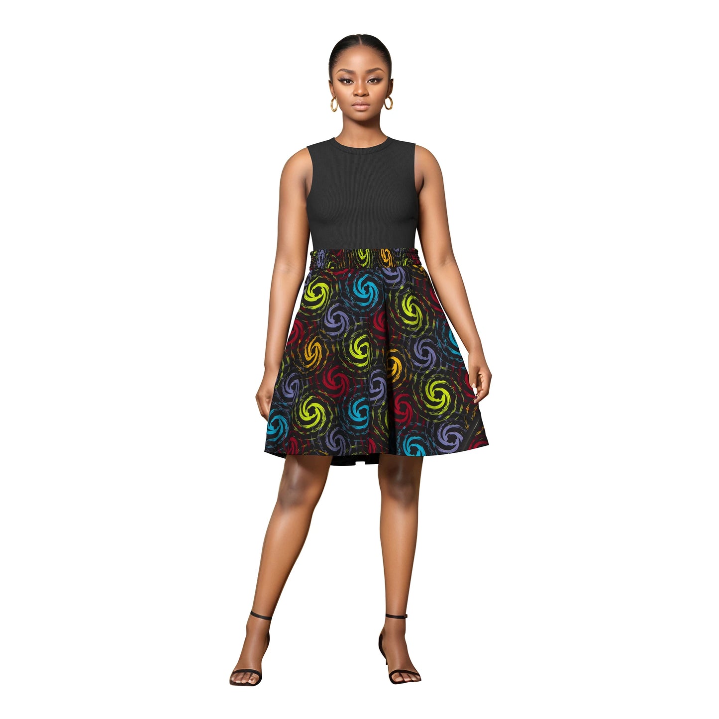 African Women's Skirt Knee Length Stretch High Waist Skirt African Print Ankara Women Lady Traditional Party Clothing WY11051