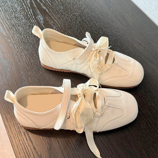 Flats Sport Shoes Running Walking Lace Up Shoes Woman Summer 2026 New Shallow Ballet Shoes Comfort Mujer Zapatos