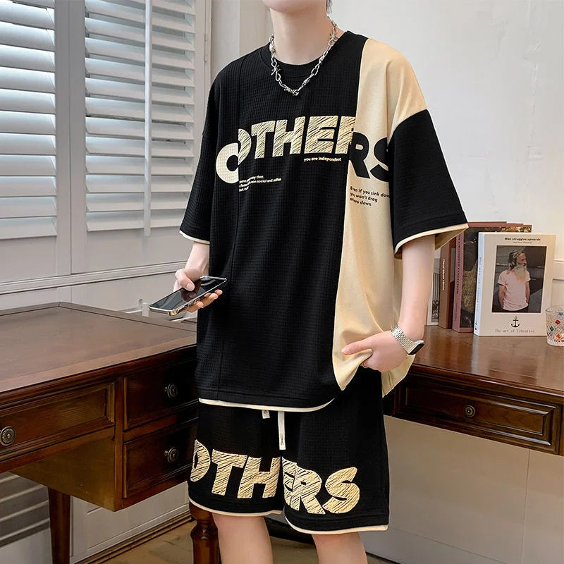 Top Shorts Sets Man Casual Sports Suits 2025 Trend Tracksuit Basic Summer Print T Shirt Original Brands Jogging Men's Clothing O