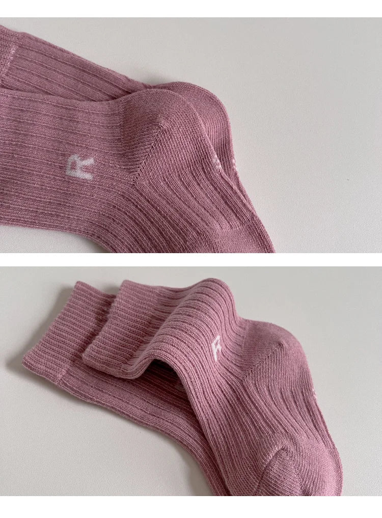 Korean Fashion Letter Socks Baby Boys Girls Breathable Soft Socks Infant Toddler Children Kids Casual Sport Socks 0-6years Old