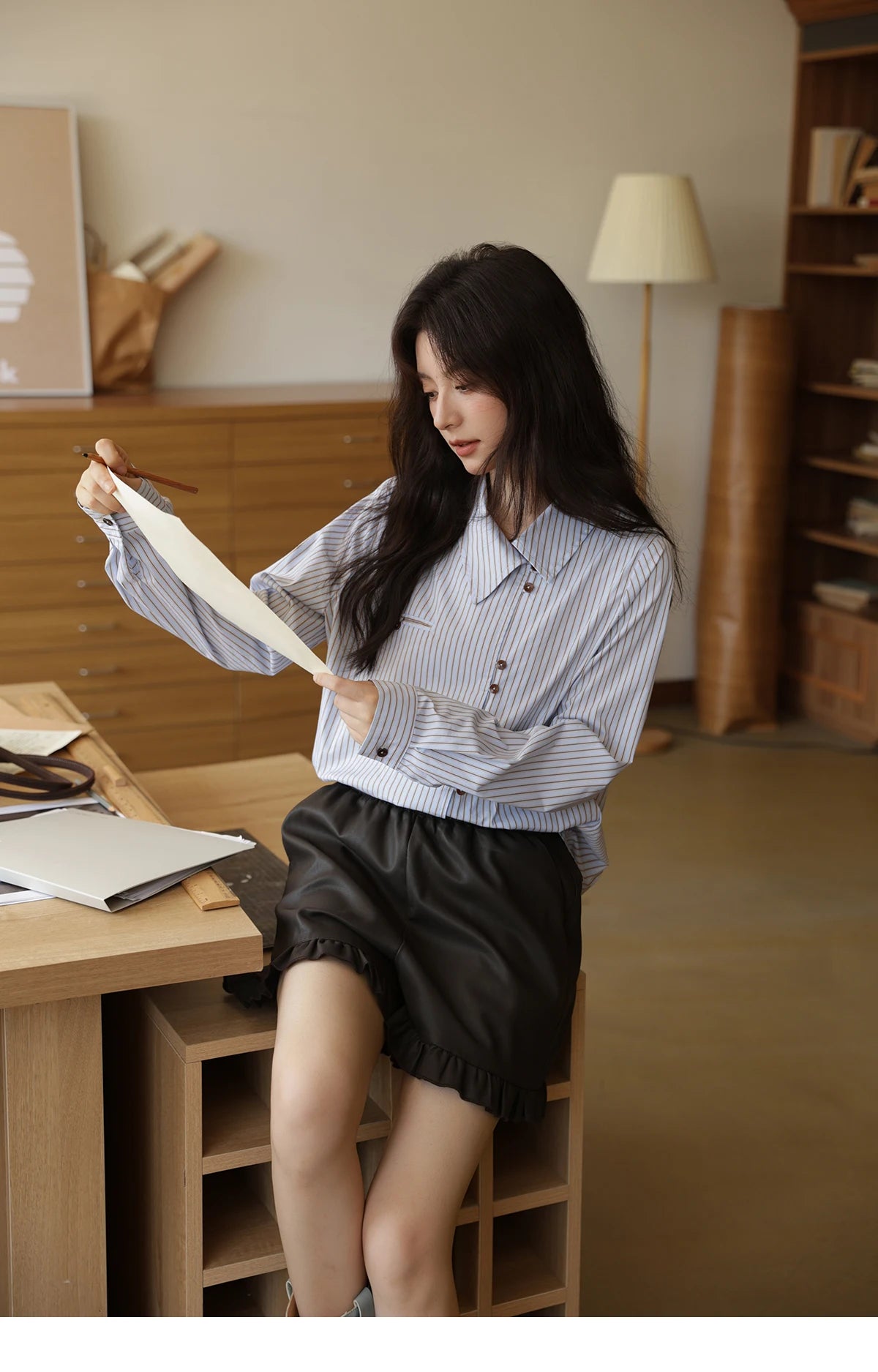 MISHOW Women's Striped Asymmetric Shirt 2025 Autumn New Arrival Vintage Loose Long Sleeve Tops Commuter Woman Clothes MXE42C2375 BAZAARHUBO