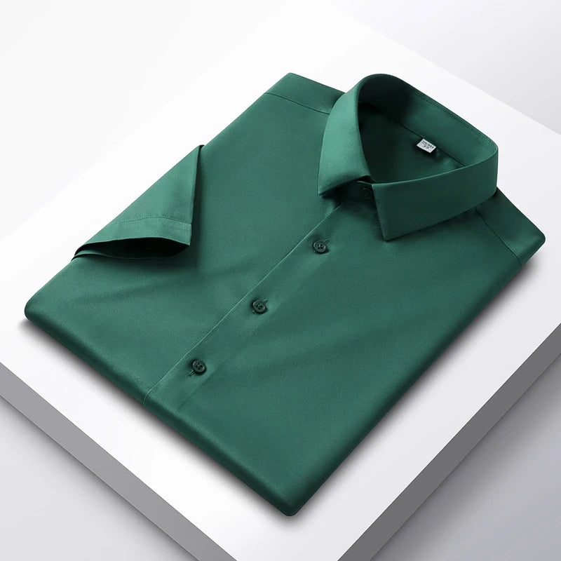 Men's 6XL Large High Quality Formal Shirts Short Sleeve Summer Clothing Non iron Business Casual ice Silk ice Feeling T-Shirts