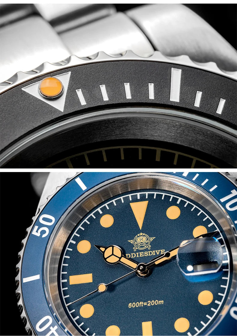 ADDIESDIVE Luxury Quartz Watch For Men Stainless Steel 20Bar Waterproof Dive Super Luminous AD2054 Fashion Watches Reloj Hombre