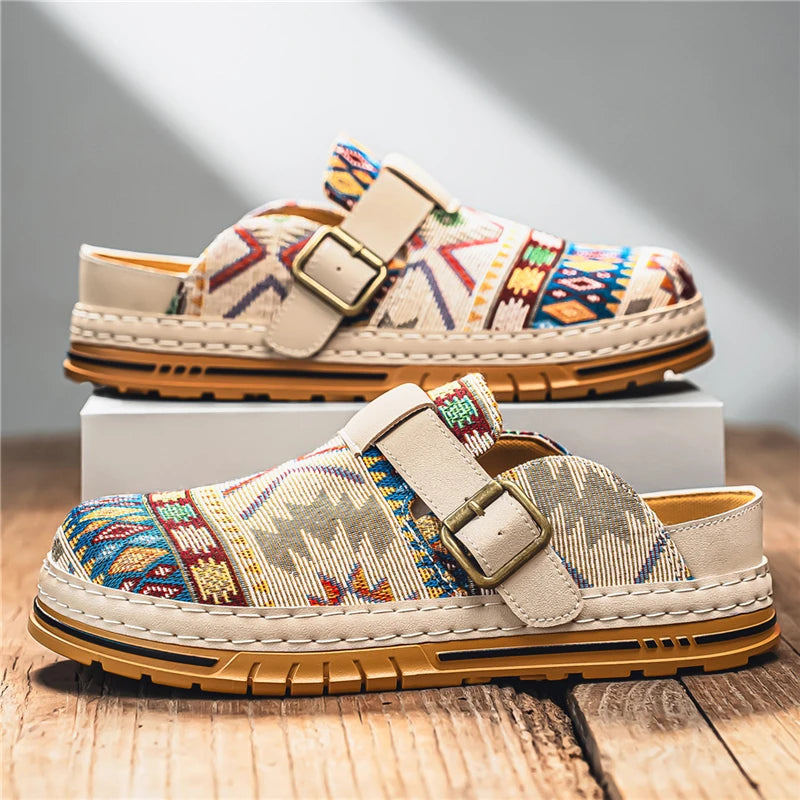 Men's Wide-Toe Round-Toe Sandals Casual Shoes for Spring and Summer, Versatile Commuter Slippers, One-Step Lazy Trendy Footwear