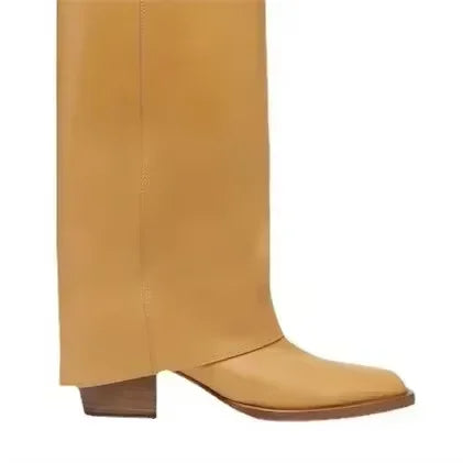 Elegant Temperament of European and American Women, Thick High Heels, Skirt Hem, Knee High Boots, Oversized Retro Knight Boots