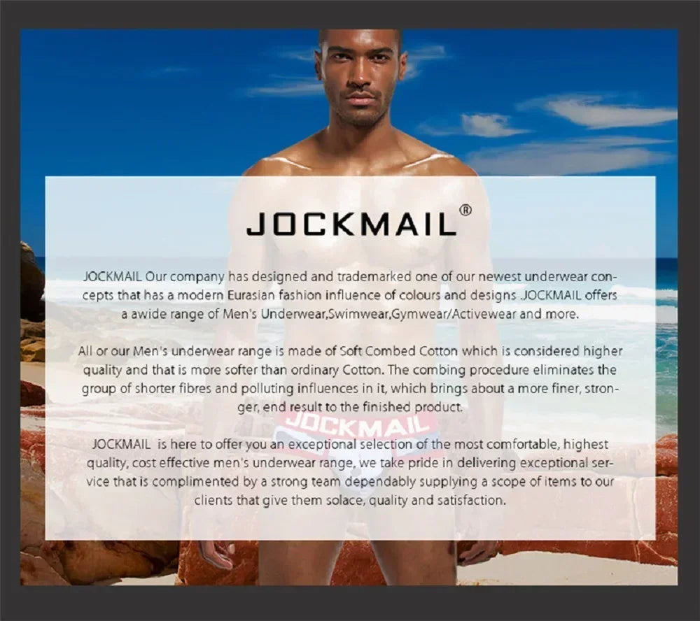 JOCKMAIL Men Athletic Supporters Jockstrap Thongs Mens Underwear  Underpants Bikini  3" Elastic Waistband  Hombre Panties