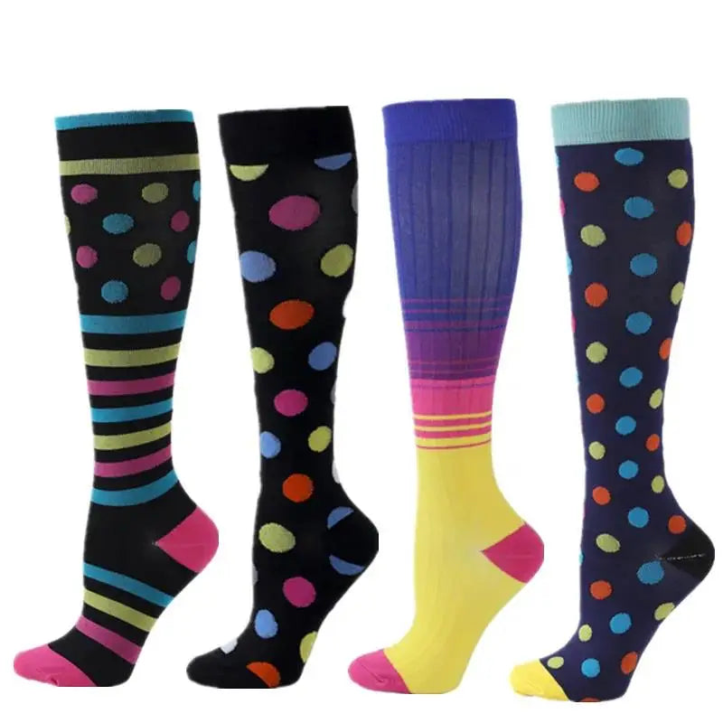 4 Pairs Compression Socks 20-30mmhg High Stockings Men Women Sports Socks For Marathon Cycling Varicose Veins Pregnancy Nursing