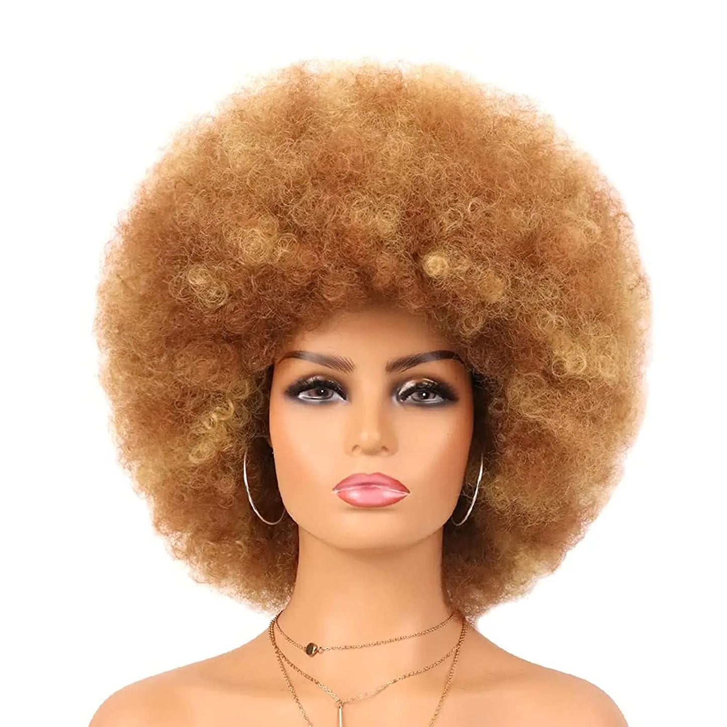 Synthetic 70s Afro Curly Wigs for Black Women Glueless Wear Soft Black Large Bouncy Natural Looking Full for Daily Party Use