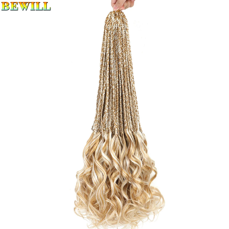 14 18 24 Inch French Curl Crochet Braids Boho Goddess French Curl Box Braids Crochet Hair Synthetic French Curly Braiding Hair