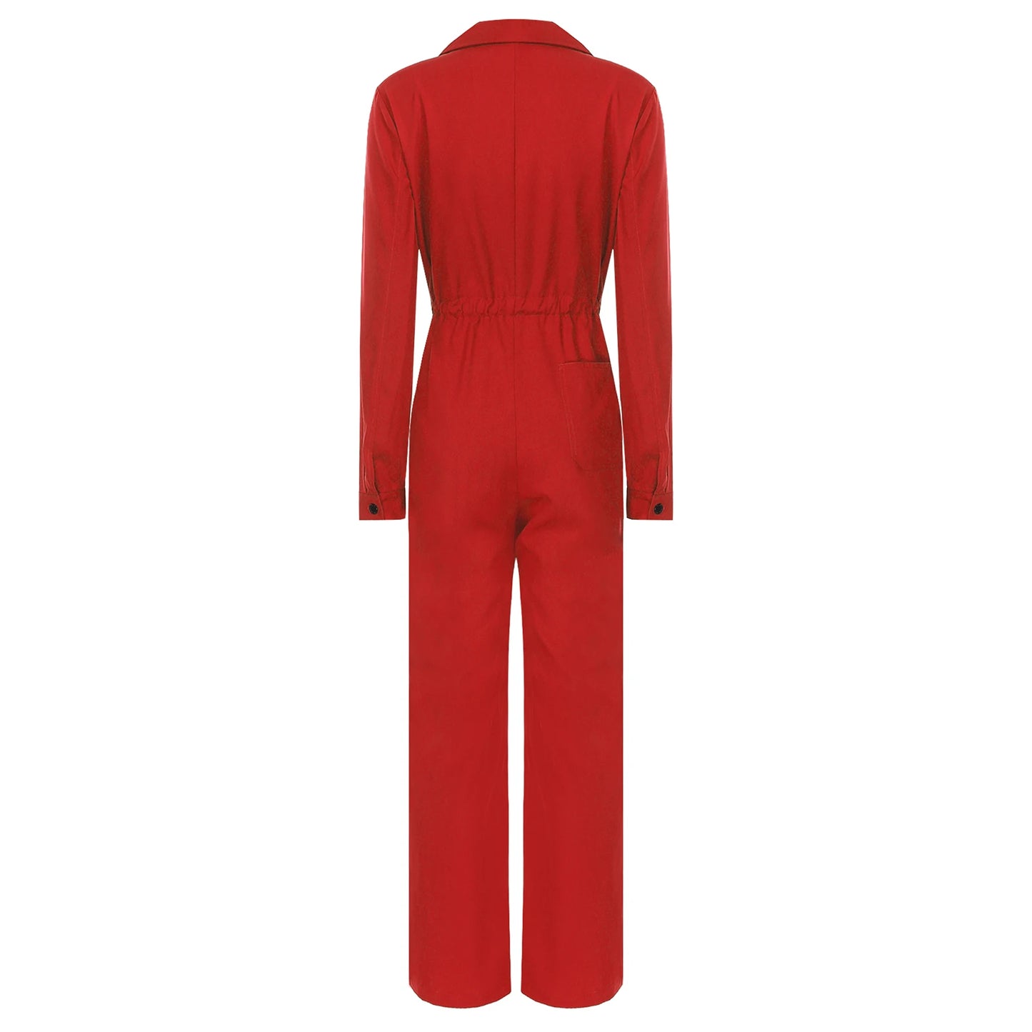 Womens Coverall Solid Color Turn-Down Collar Long Sleeve Button Jumpsuit Mechanic Work Overalls Fashion Casual Cargo Rompers