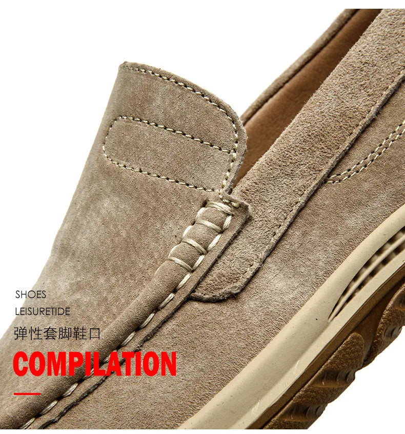 Men's Suede Casual Leather Shoes Fashionable Breathable Comfortable Driving Shoes Men Shoes