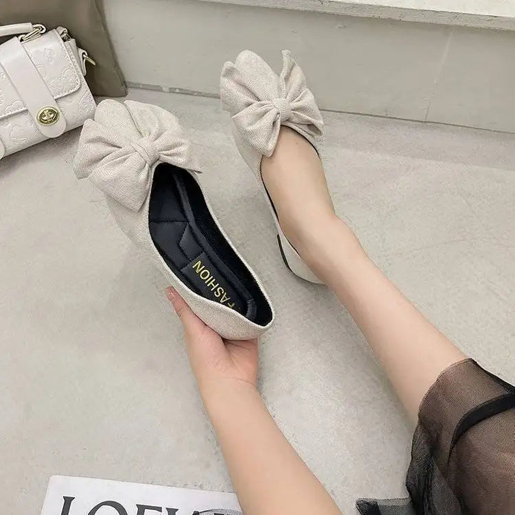 New Spring and Autumn Style Fashionable Comfortable and Versatile Women Shoes Casual Simple Wear-resistant Flat Bottom Bow Shoes