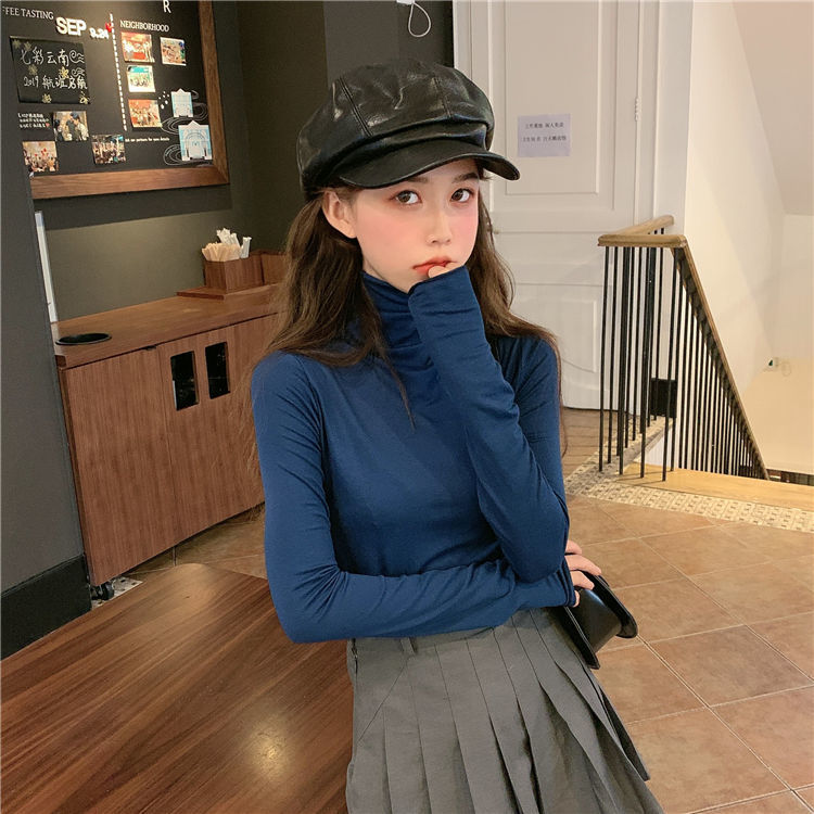 YSZWDBLX Women T-shirts Autumn Winter Modal Bottoming Shirt Warm Turtleneck Inner Wear Korean Casual Slim High Strecth Tops