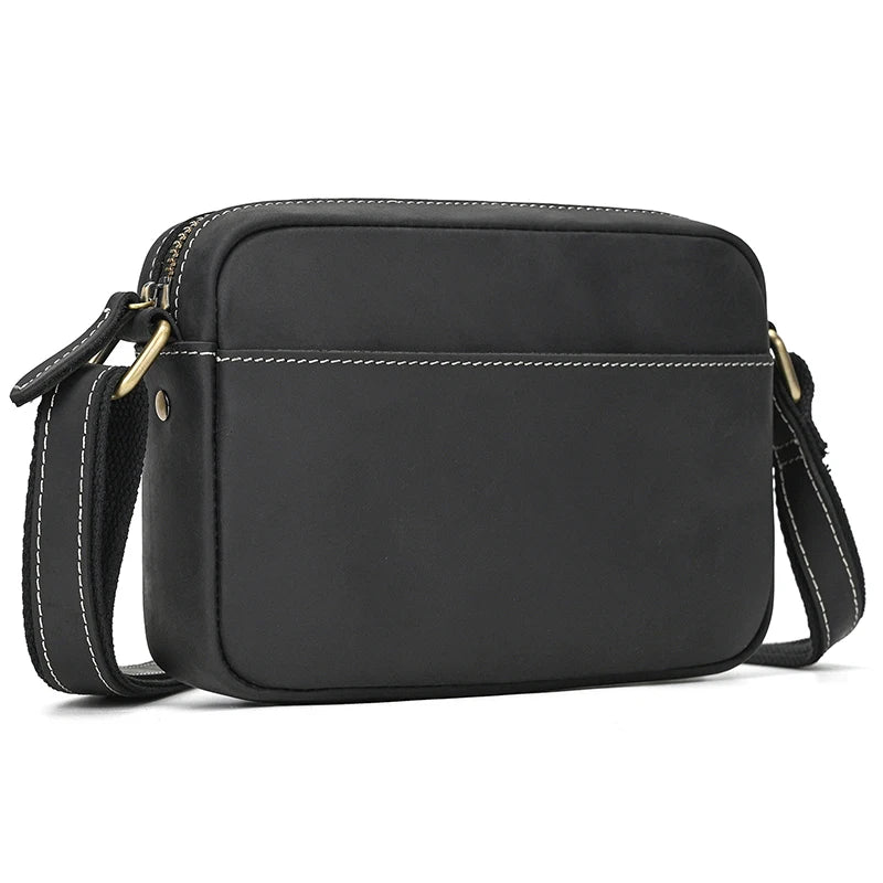 Crazy Horse Leather Messenger Bag Men's Leather Shoulder Bag For Mobile Phone Sling Bags For Men Woman Cross Body Bag