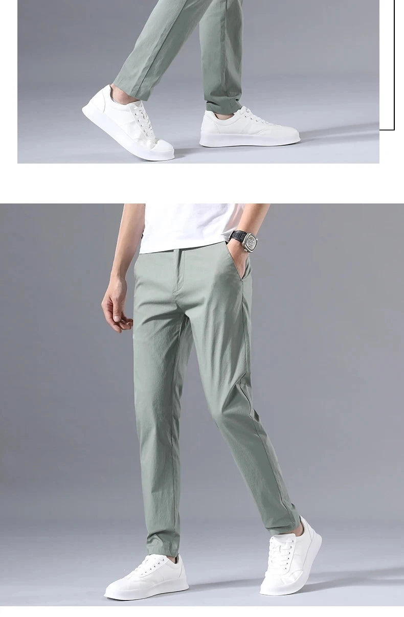 2025 Spring Autumn Thin Slim Men Casual Pants Classic Business Cotton Stretch Golf Trousers Korean Fashion Male Clothing Pants
