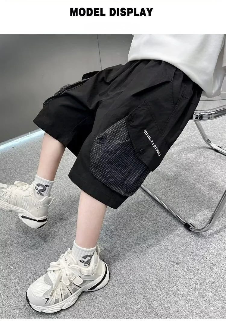 Kids Teenage Casual Baggy Shorts Quick Dry 5 Point Pants Summer Boys Sporty Shorts Pockets Trousers for Kids Clothing
