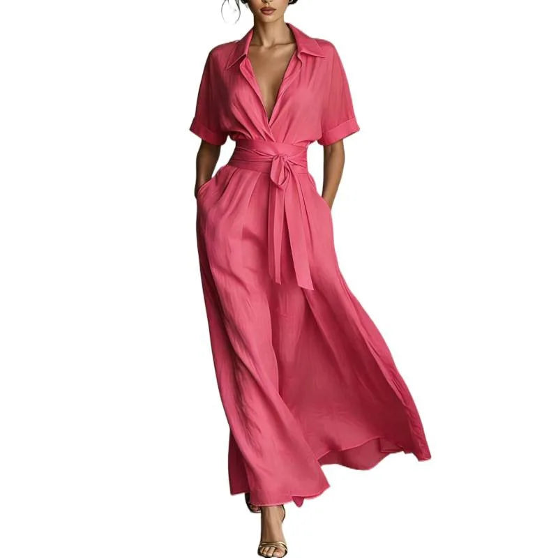 Dress Dresses Women Spring Summer French Retro Plain Waist Cinching Slim African Sundress