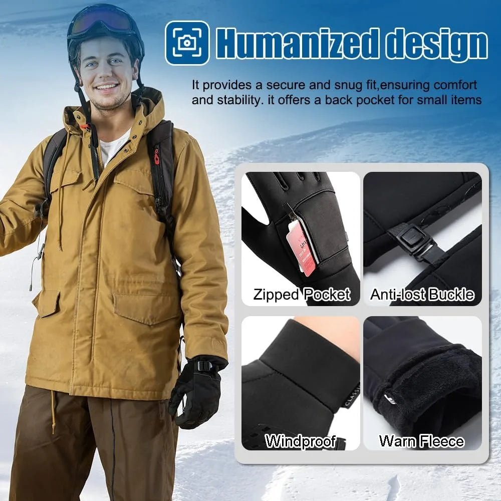 Winter Gloves for Men Women-Waterproof Thermal Glove for Cold Weather,Warm Gloves for Cycling,Snow,Touchscreen Finger BAZAARHUBO