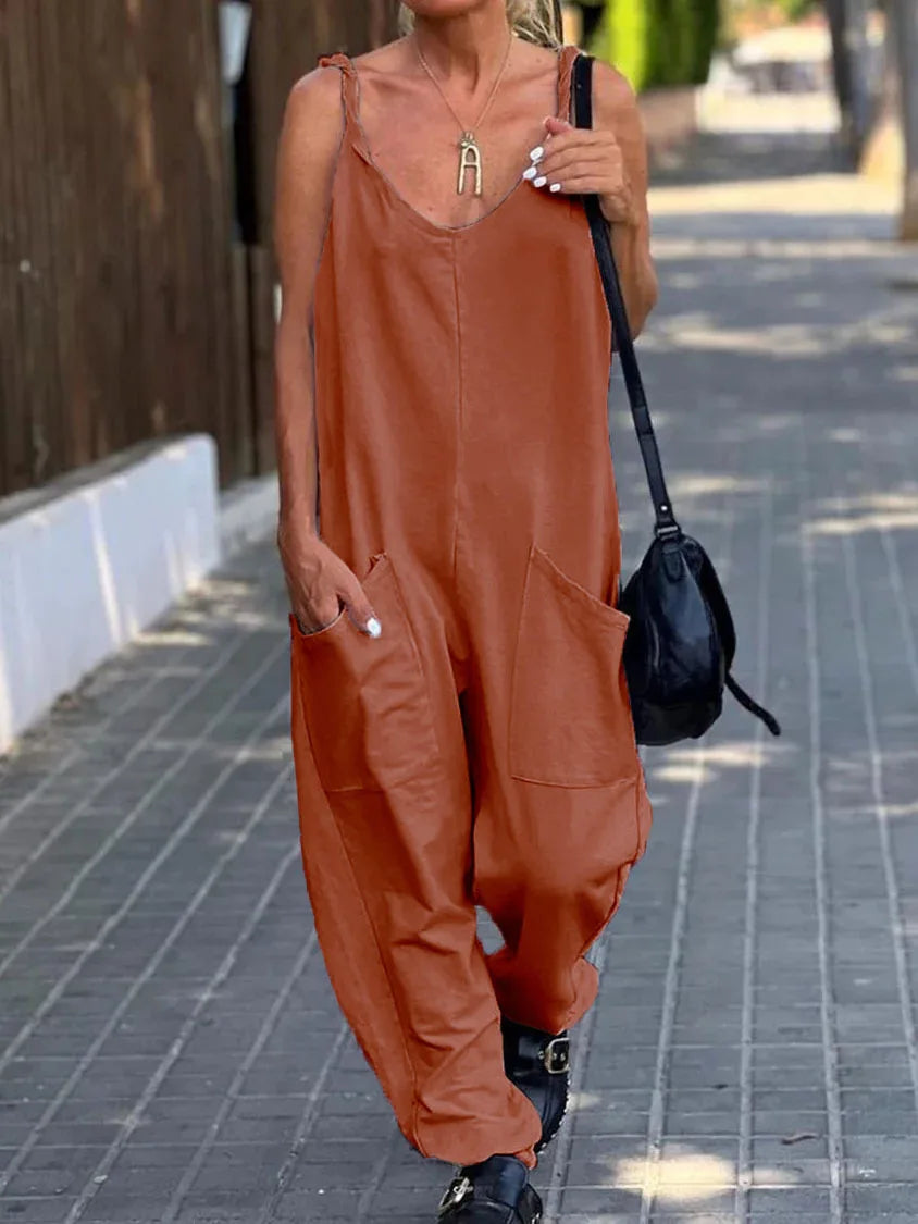 Jumpsuit Women's Solid Color Loose Suspender Pocket Trousers Street Trend Fashion Trousers for Female Jumpsuit