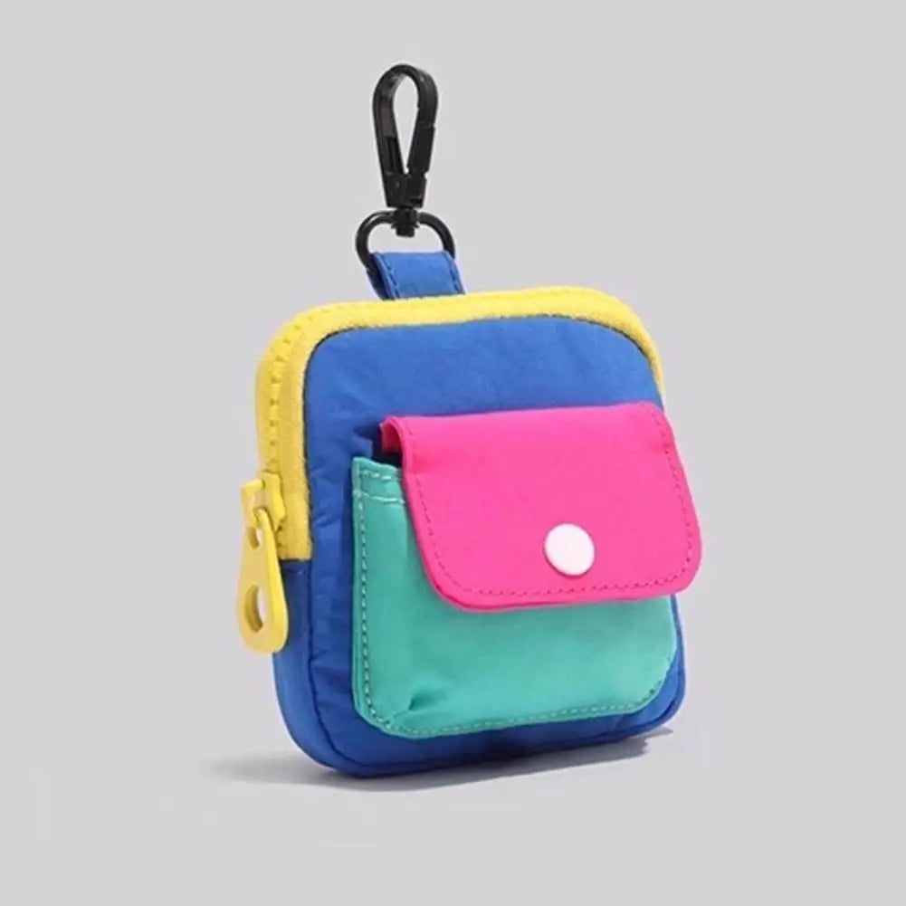 Dopamine Color Mini Wallet Keychain Coin Purse Mini Zipper Earphone Bag Cute Backpack Accessory Pendant Gift for Women